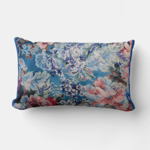 Floral Embroidered Pattern Colourful Flowers Lumbar Pillow