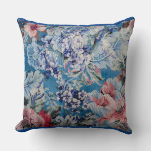 Floral Embroidered Pattern Colourful Flowers  Throw Pillow