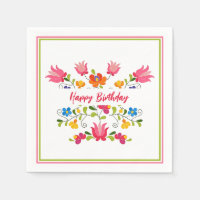 Floral embroidery custom napkins