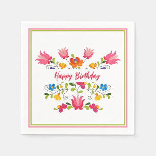 Floral embroidery  custom napkins