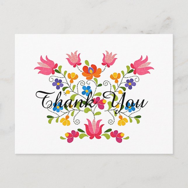 Floral embroidery custom postcard (Front)