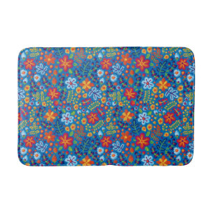 Floral Embroidery Pattern Bath Mat