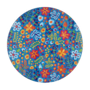 Floral Embroidery Pattern Cutting Board