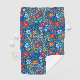 Floral Embroidery Pattern Golf Towel