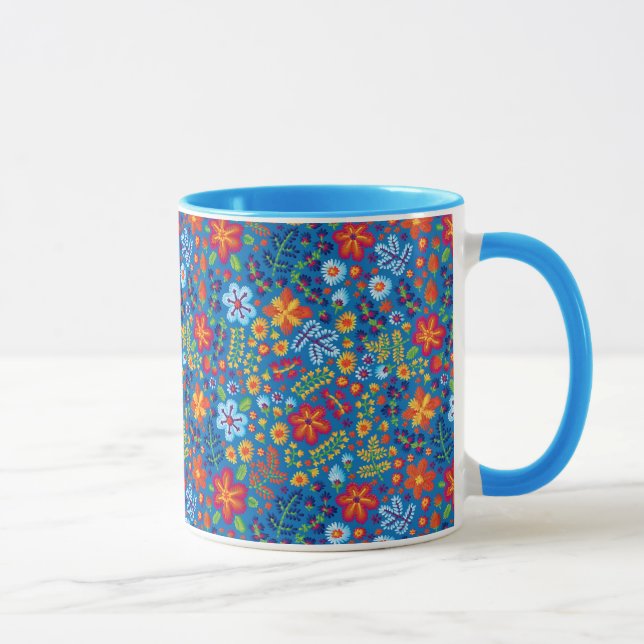 Floral Embroidery Pattern Mug (Right)
