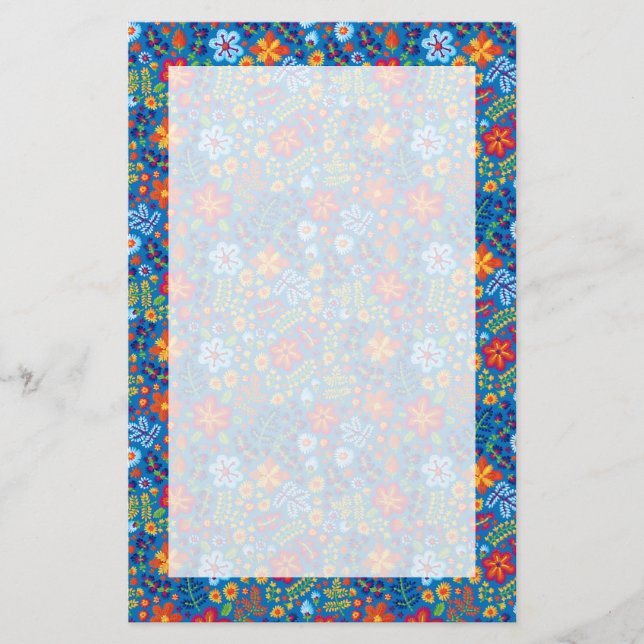 Floral Embroidery Pattern Stationery (Front)