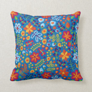 Floral Embroidery Pattern Throw Pillow