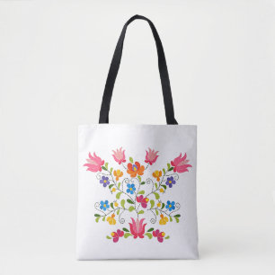 Floral embroidery  tote bag