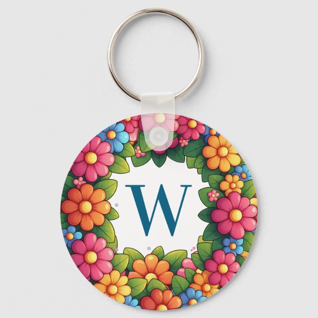 Floral Emergency Numbers See Back Keychain (Front)