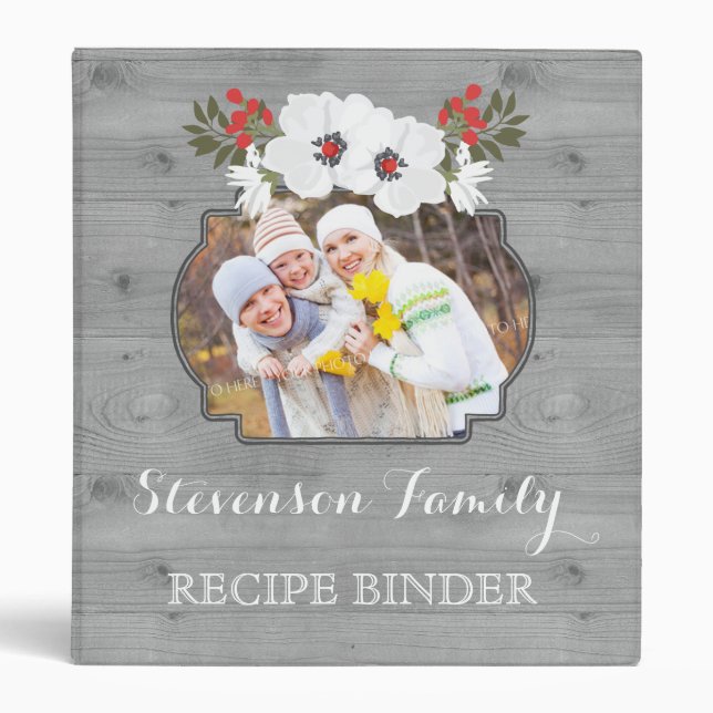 Floral en bois rustique de classeur de recette de (Devant)