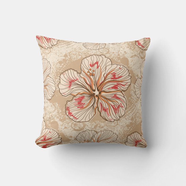 Floral en oreiller Brown et rouge (Recto)