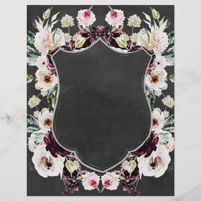 Floral Encrusted Black Crest 2 Sided Scrapbook (Front)