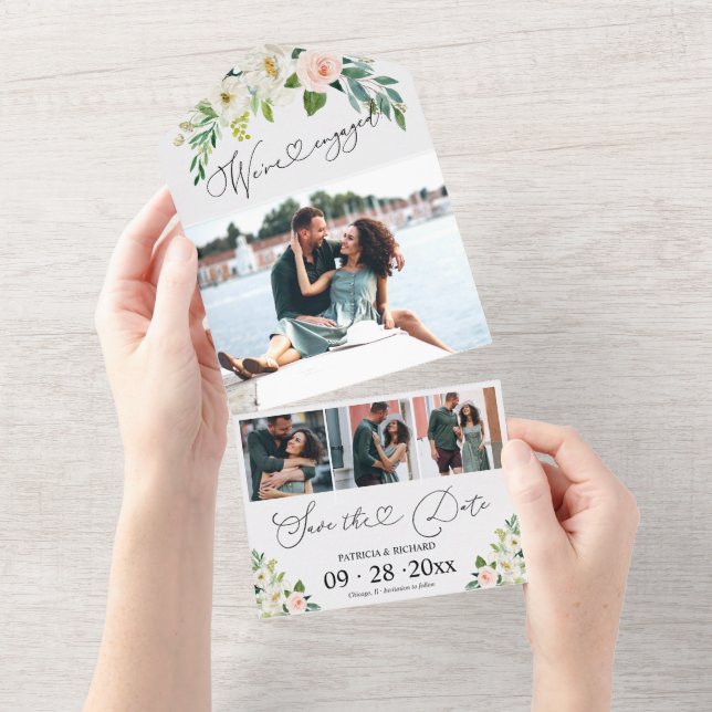Floral Engagement Announcement And Save The Date (Tearaway)