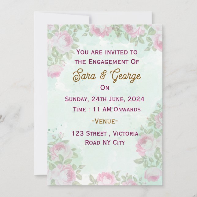 Floral Engagement Invitation  (Front)