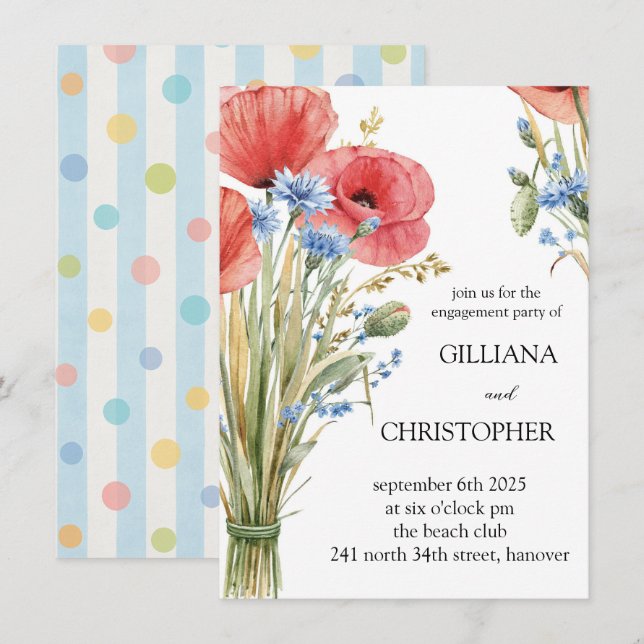 Floral Engagement Party Invitation (Front/Back)