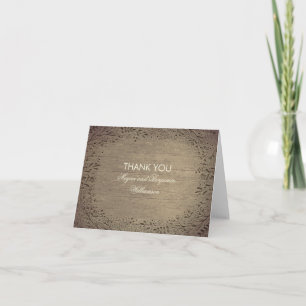 Floral Engraved Wood Rustic Wedding Thank You