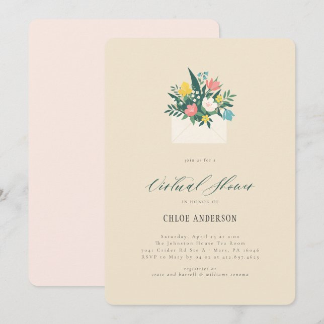 Floral Envelope Virtual Bridal Shower Invitation (Front/Back)