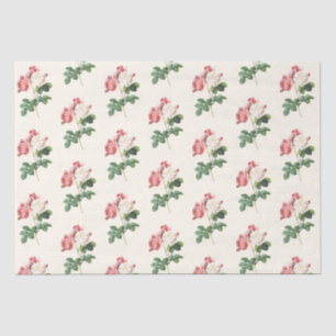 Floral Ephemera Decoupage Pink Rose Cream Pattern Tissue Paper