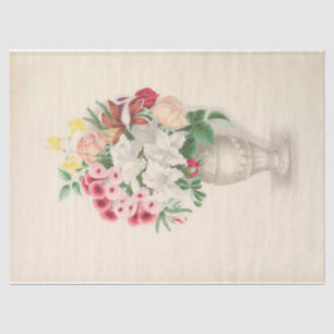 Floral Ephemera Decoupage Pink White Vase Tissue Paper