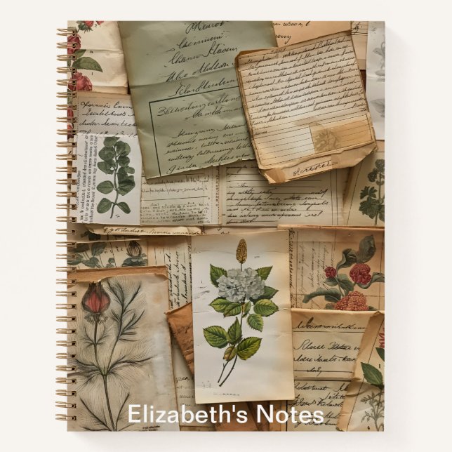 Floral Ephemera Personalized Planner Notebook (Front)