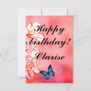 Floral Ephemera vibrant color pink art Thank You Card