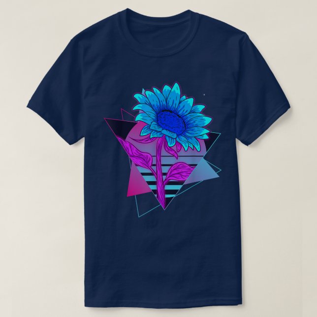 Floral Esthetic Synthwave Garden Flower Vaporwave T-Shirt (Design Front)