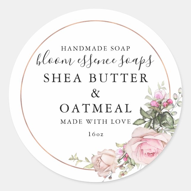 Floral et huile | Sticker pour savon (Devant)