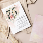 Floral Eucalyptus 75th Birthday Invitation<br><div class="desc">Cute and modern, yet elegant 75th birthday party invitations. Featuring a trendy layout and watercolor floral and greenery eucalyptus and pink blush. Perfect for any age birthday party invitation. The template that can be easily edited and the text replaced with your own details by clicking the "Personalize" button. For further...</div>