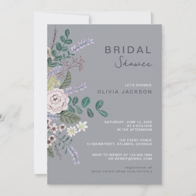 Floral eucalyptus Boho Greenery Bridal shower  Invitation (Front)