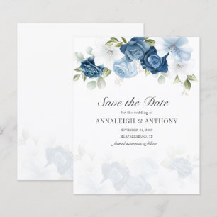 Floral Eucalyptus Dusty Blue Save The Date
