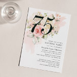 Floral Eucalyptus Foliage Pink 75th Birthday Party Invitation<br><div class="desc">Cute and modern, yet elegant 75th birthday party invitations. Featuring a trendy layout and watercolor floral and greenery eucalyptus and pink blush. Perfect for any age birthday party invitation. The template that can be easily edited and the text replaced with your own details by clicking the "Personalize" button. For further...</div>