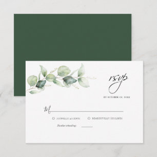 Floral Eucalyptus Foliage Script Wedding RSVP Card