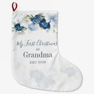 Floral Eucalyptus Grandparents 1st Christmas Large Christmas Stocking