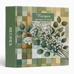 Floral Eucalyptus Green Family Recipes Cookbook Binder