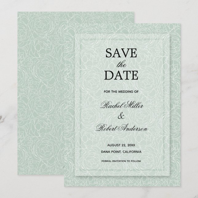 Floral Eucalyptus Green Save The Date (Front/Back)
