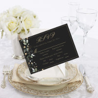 Floral Eucalyptus Greenery Gold Black Wedding