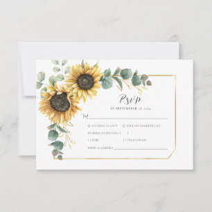 Floral Eucalyptus Greenery Sunflower Geometric RSVP Card
