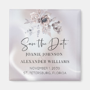 Floral Eucalyptus Luxe Pearl Wedding Save the Date Magnet