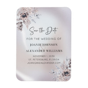 Floral Eucalyptus Luxe Pearl Wedding Save the Date Magnet