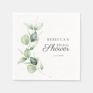 Floral Eucalyptus Script Succulent Bridal Shower Napkin