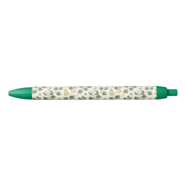 Floral eucalyptus seamless pattern black ink pen (Front)