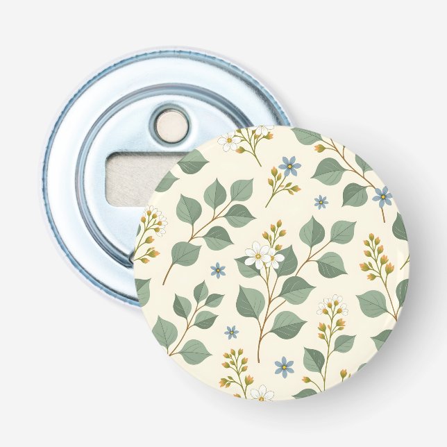 Floral eucalyptus seamless pattern bottle opener (Front)