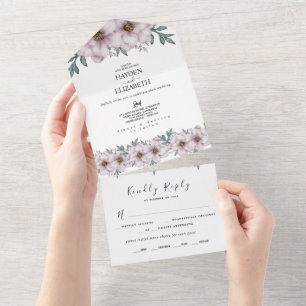Floral Eucalyptus Summer Wedding All In One Invitation