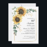 Floral Eucalyptus Sunflower 60th Birthday Party Invitation<br><div class="desc">Eucalyptus Sunflower Floral Script 60th Birthday Invitation you can easily customize with your party details by clicking the "Personalize" button. Featuring bright yellow floral and greenery succulent with a gold foil geometric frame and modern typography</div>