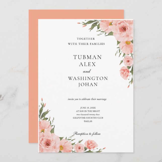 Floral Eucalyptus  Wedding Invitation (Front/Back)