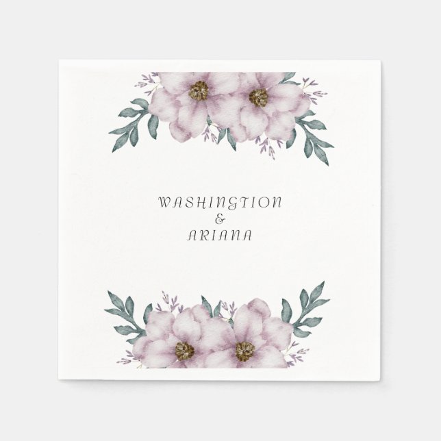 Floral Eucalyptus Wedding Napkin (Front)