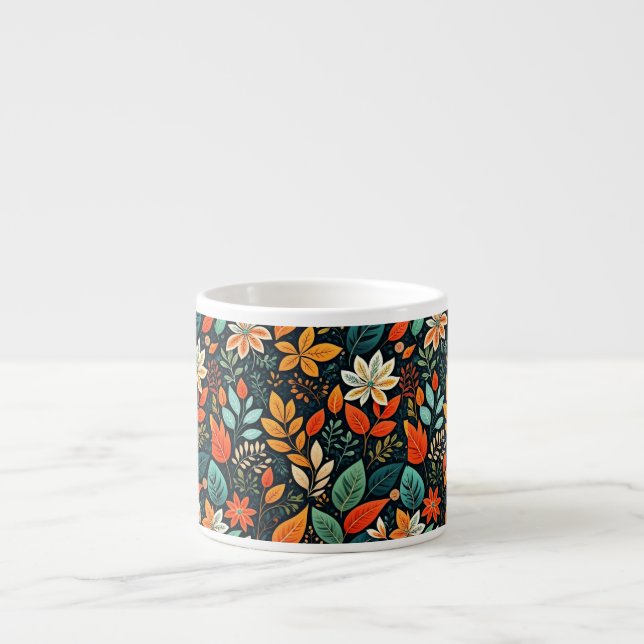 Floral Exotic Flowers Pattern Espresso Cup (Front)