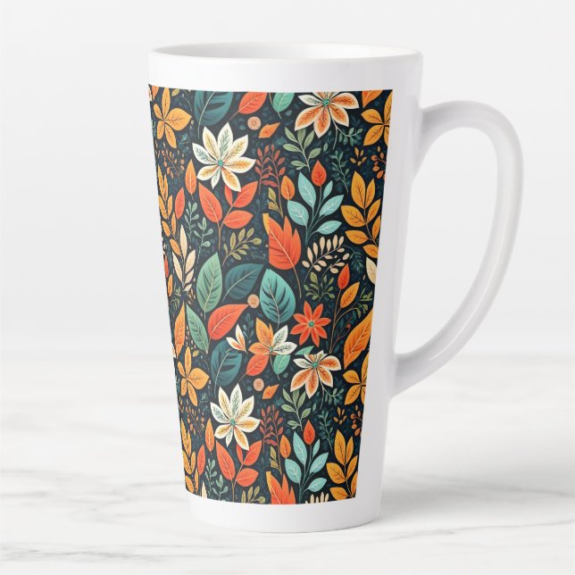 Floral Exotic Flowers Pattern Latte Mug (Right)