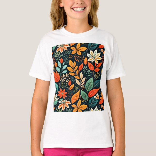 Floral Exotic Flowers Pattern T-Shirt (Front)