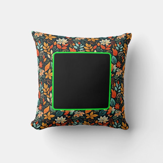 Floral Exotic Flowers Pattern Throw Pillow (Front)
